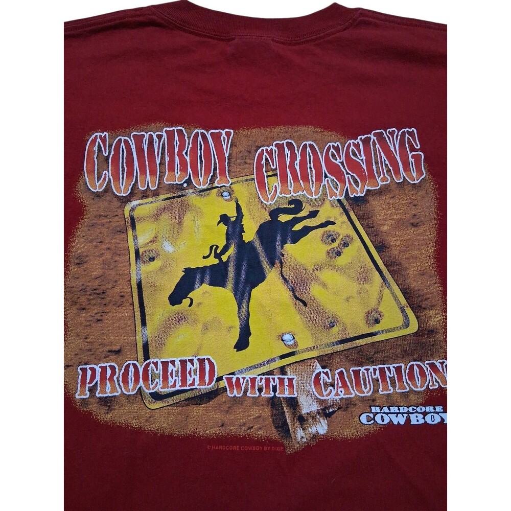 Vintage Y2K Hardcore Cowboy Cowboy Crossing Graphic T Shirt XL Western Rodeo Tee